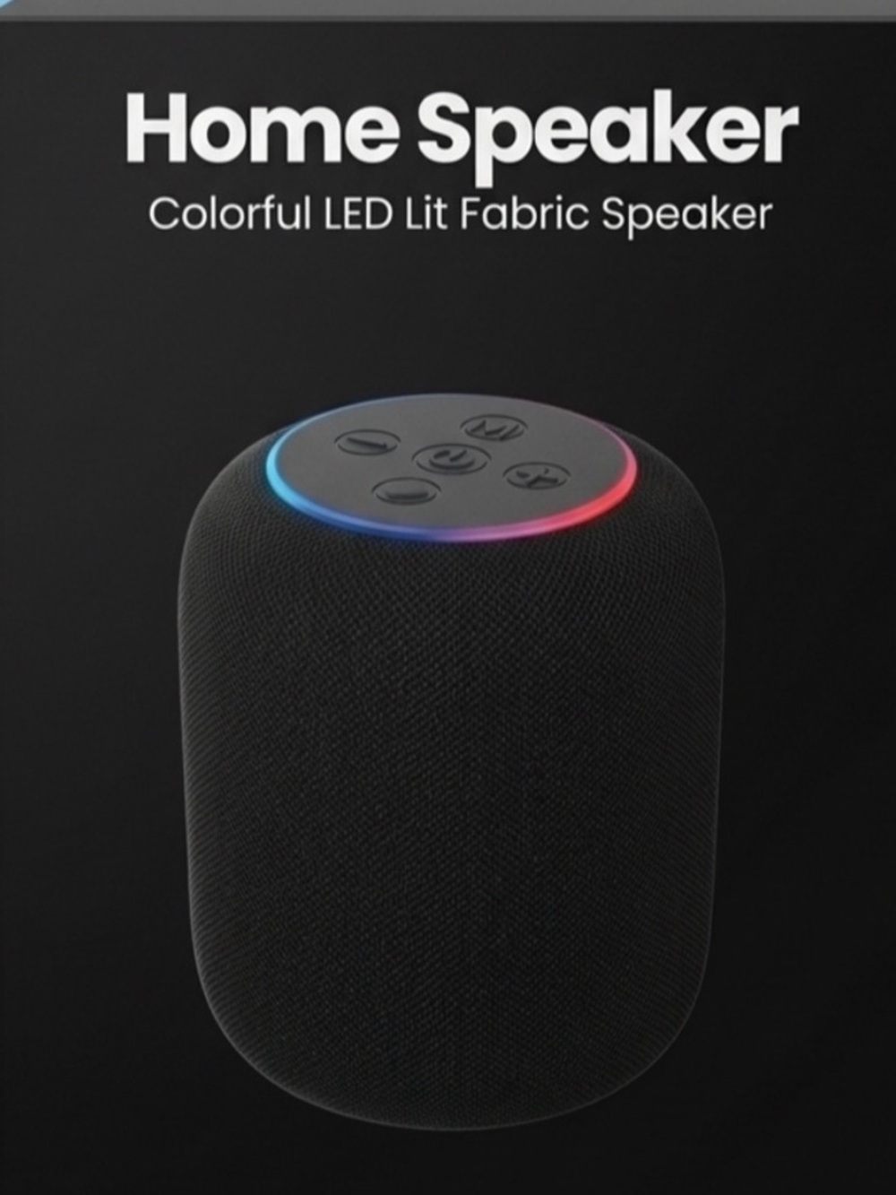 Home Speaker Colorful LED Fabric Speaker - Black